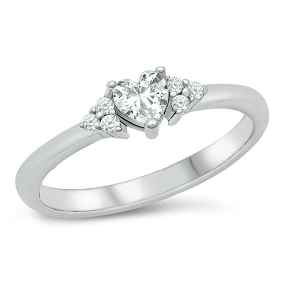CHOOSE YOUR COLOR White CZ Elegant Love Promise Heart Ring .925 Sterling Silver Band Female Size 4