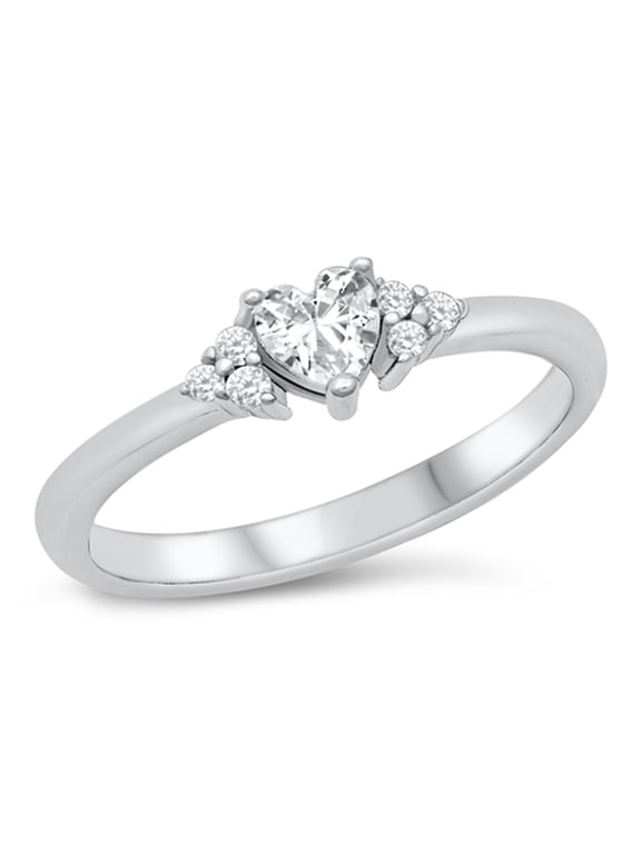 CHOOSE YOUR COLOR White CZ Elegant Love Promise Heart Ring .925 Sterling Silver Band Female Size 6