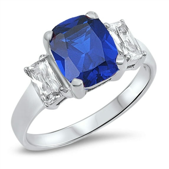CHOOSE YOUR COLOR White CZ Elegant Ring .925 Sterling Silver Band Blue Jewelry Female Size 5