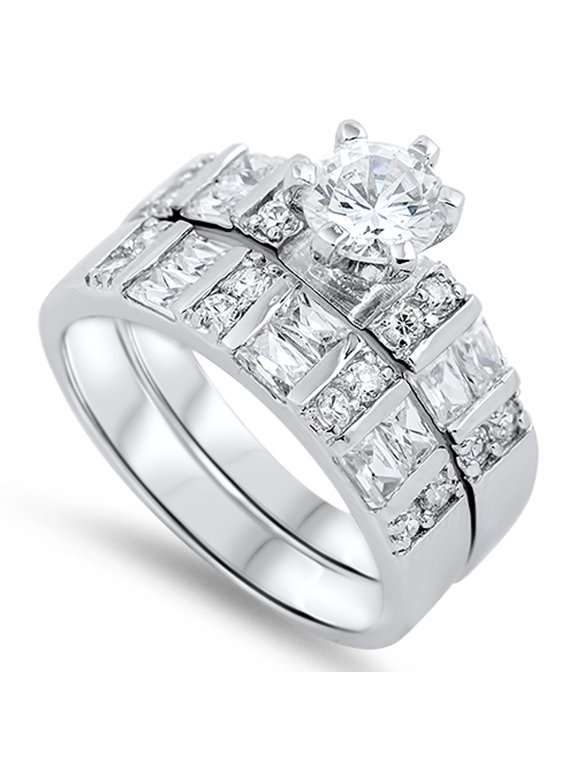 CHOOSE YOUR COLOR White CZ Elegant Ring Set .925 Sterling Silver Band Jewelry Female Size 7