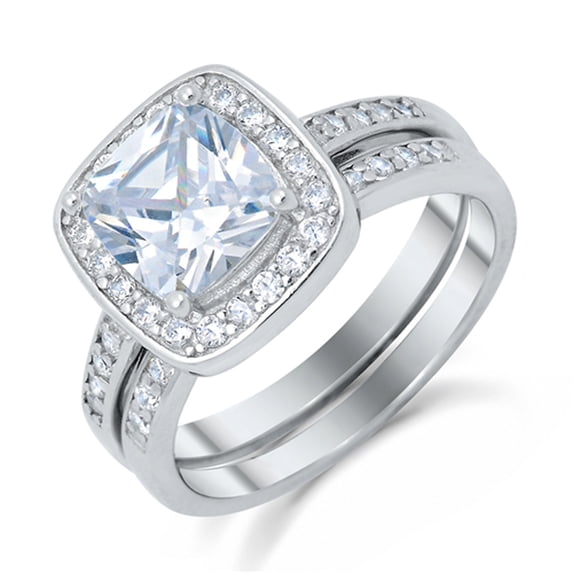 CHOOSE YOUR COLOR White CZ Elegant Square Solitaire Ring .925 Sterling Silver Band Female Size 7