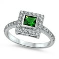 thumbnail image 1 of CHOOSE YOUR COLOR White CZ Elegant Square Solitaire Ring .925 Sterling Silver Band Female Size 7, 1 of 4