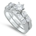 thumbnail image 1 of CHOOSE YOUR COLOR White CZ Elegant Wedding Ring Set .925 Sterling Silver Band Female Size 5, 1 of 4