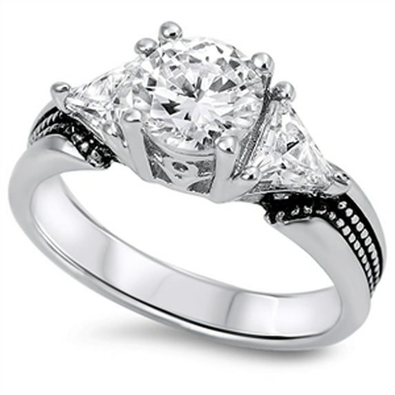 CHOOSE YOUR COLOR White CZ Fantasy Design Wedding Ring .925 Sterling Silver Band Female Size 9