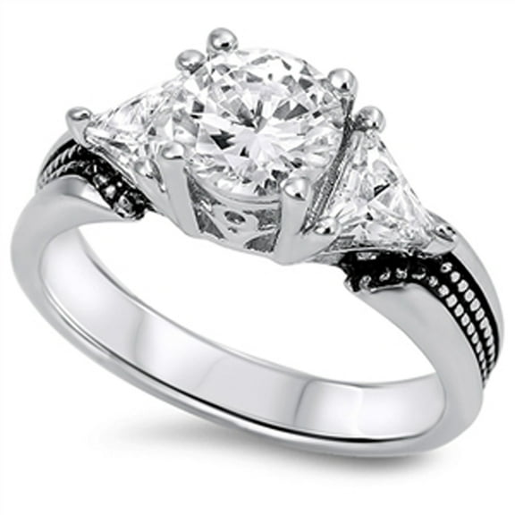 CHOOSE YOUR COLOR White CZ Fantasy Design Wedding Ring .925 Sterling Silver Band Female Size 9