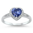 thumbnail image 1 of CHOOSE YOUR COLOR White CZ Heart Solitaire Love Ring 925 Sterling Silver Band Blue Female Size 6, 1 of 4