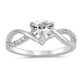 thumbnail image 1 of CHOOSE YOUR COLOR White CZ Heart Twist Infinity Purity Ring .925 Sterling Silver Band Female Size 10, 1 of 4