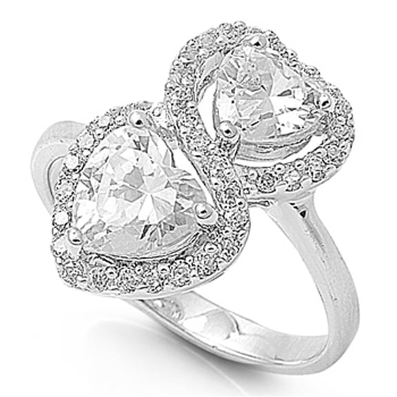 CHOOSE YOUR COLOR White CZ Infinity Heart Halo Promise Ring .925 Sterling Silver Band Female Size 8