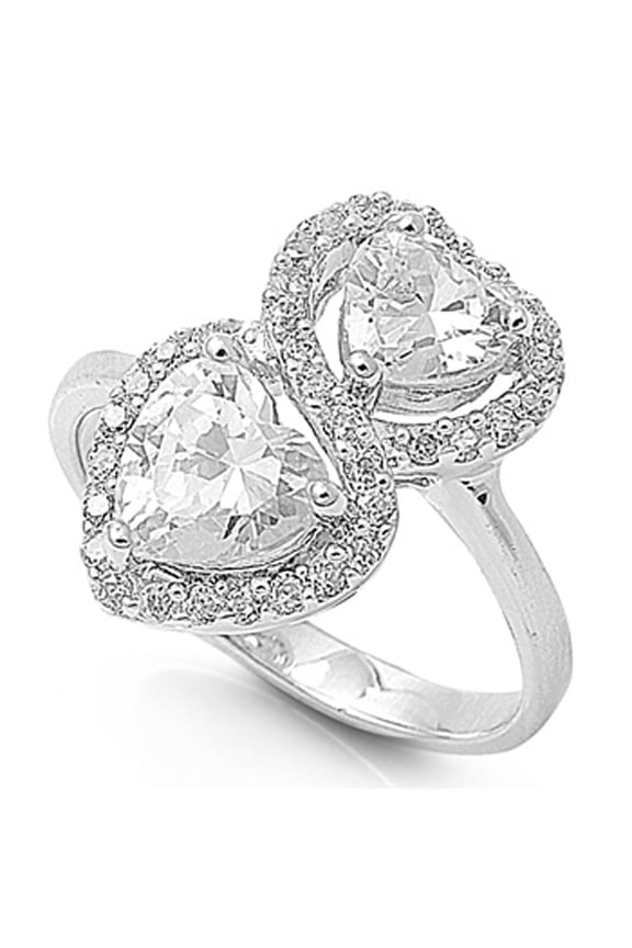 CHOOSE YOUR COLOR White CZ Infinity Heart Halo Promise Ring .925 Sterling Silver Band Female Size 8