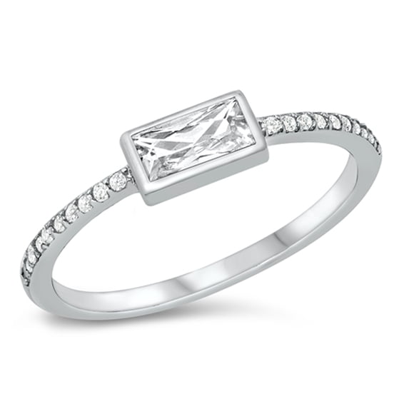 CHOOSE YOUR COLOR White CZ Minimalist Promise Ring .925 Sterling Silver Band Female Size 5