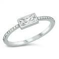 thumbnail image 1 of CHOOSE YOUR COLOR White CZ Minimalist Promise Ring .925 Sterling Silver Band Female Size 7, 1 of 4