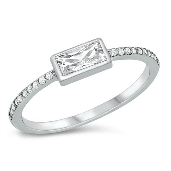 CHOOSE YOUR COLOR White CZ Minimalist Promise Ring .925 Sterling Silver Band Female Size 7