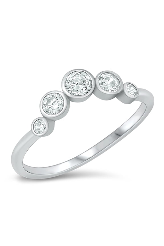 CHOOSE YOUR COLOR White CZ Modern Circle Ring .925 Sterling Silver Band Jewelry Female Size 10
