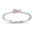 thumbnail image 1 of CHOOSE YOUR COLOR White CZ Pink Simulated Opal Double Round Ring .925 Sterling Silver Band Female Size 6, 1 of 4