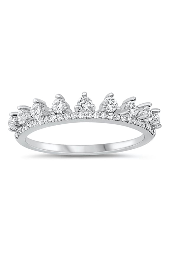 CHOOSE YOUR COLOR White CZ Queen Crown Ring .925 Sterling Silver Band Jewelry Female Size 4