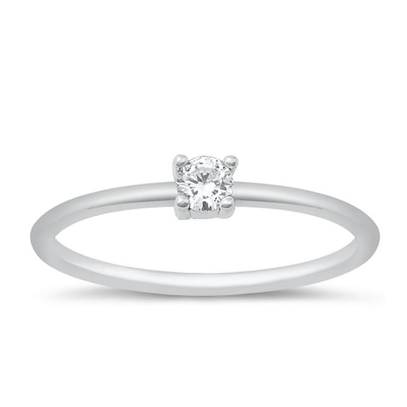 CHOOSE YOUR COLOR White CZ Ring .925 Sterling Silver Solitaire Band Jewelry Female Size 5