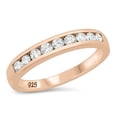 thumbnail image 1 of CHOOSE YOUR COLOR White CZ Rose Gold-Tone Ring .925 Sterling Silver Band Jewelry Female Size 7, 1 of 4
