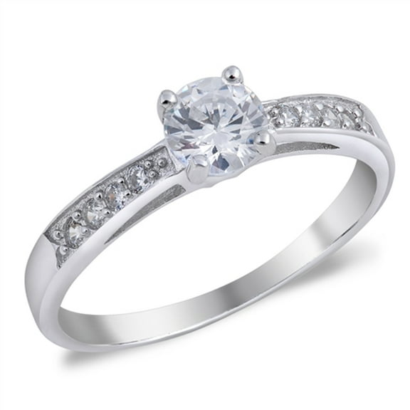 CHOOSE YOUR COLOR White CZ Round Solitaire Engagement Ring 925 Sterling Silver Band Female Size 10