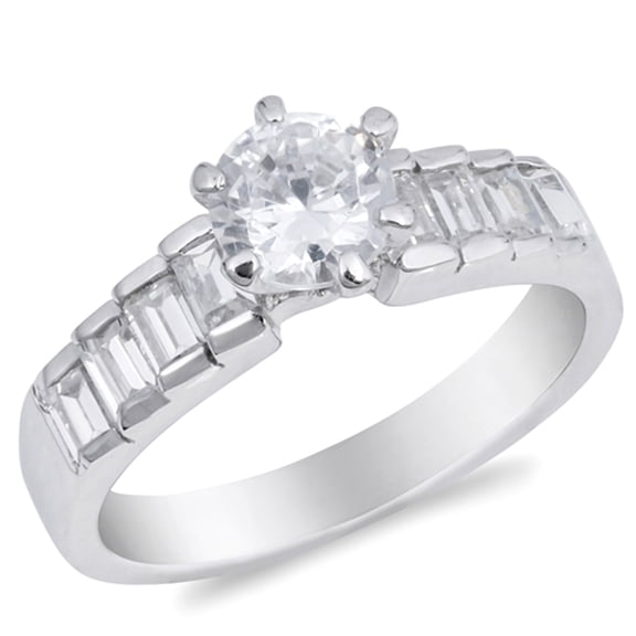 CHOOSE YOUR COLOR White CZ Round Solitaire Wedding Ring .925 Sterling Silver Band Female Size 6