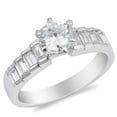 thumbnail image 1 of CHOOSE YOUR COLOR White CZ Round Solitaire Wedding Ring .925 Sterling Silver Band Female Size 7, 1 of 4