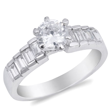 CHOOSE YOUR COLOR White CZ Round Solitaire Wedding Ring .925 Sterling Silver Band Female Size 7 price history and forecast - Sac Silver