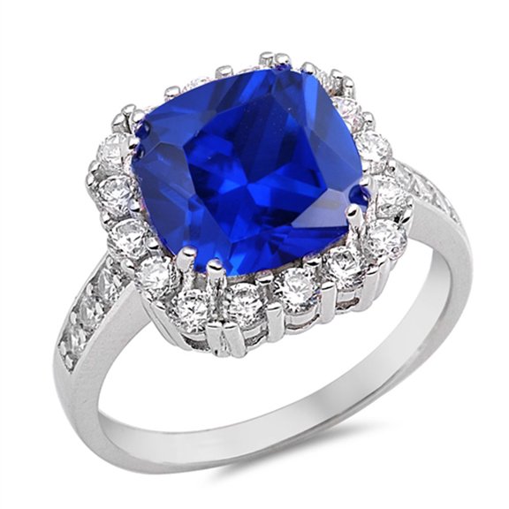 CHOOSE YOUR COLOR White CZ Solitaire Elegant Ring 925 Sterling Silver Band Blue Female Size 8