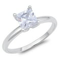 thumbnail image 1 of CHOOSE YOUR COLOR White CZ Solitaire Ring .925 Sterling Silver Band Jewelry Female Size 6, 1 of 4