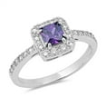 thumbnail image 1 of CHOOSE YOUR COLOR White CZ Solitaire Ring .925 Sterling Silver Band Jewelry Female Size 7, 1 of 4