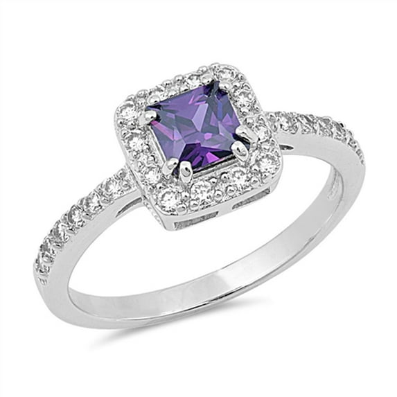 CHOOSE YOUR COLOR White CZ Solitaire Ring .925 Sterling Silver Band Jewelry Female Size 7