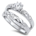 thumbnail image 1 of CHOOSE YOUR COLOR White CZ Solitaire Ring .925 Sterling Silver Band Jewelry Female Size 8, 1 of 4