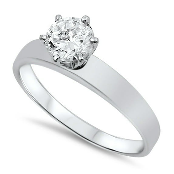 CHOOSE YOUR COLOR White CZ Solitaire Ring .925 Sterling Silver Band Jewelry Female Size 8