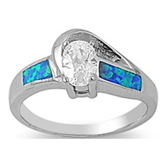 CHOOSE YOUR COLOR White CZ Solitaire Swirl Ring .925 Sterling Silver Band Jewelry Female Size 8