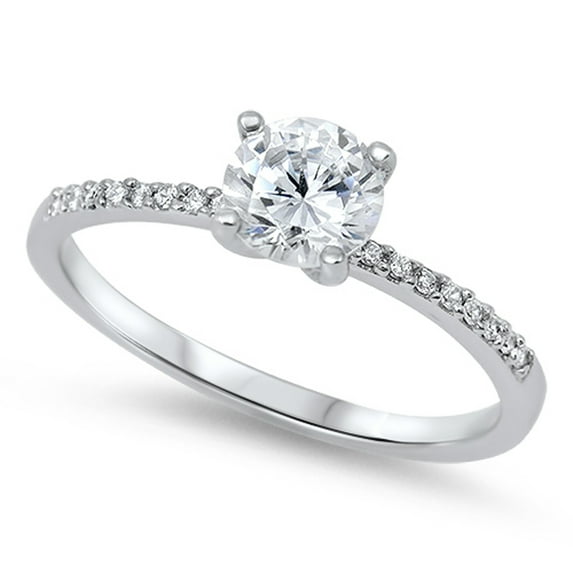 CHOOSE YOUR COLOR White CZ Solitaire Thin Ring .925 Sterling Silver Band Jewelry Female Size 6