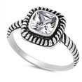 thumbnail image 1 of CHOOSE YOUR COLOR White CZ Square Set Rope Knot Twist Ring .925 Sterling Silver Band Female Size 6, 1 of 4
