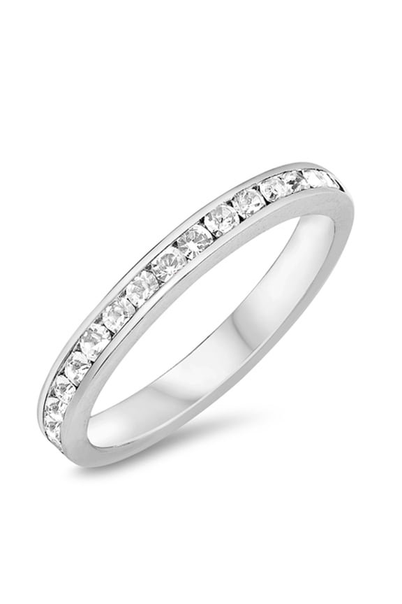CHOOSE YOUR COLOR White CZ Stackable Eternity Wedding Ring 925 Sterling Silver Band Female Size 4