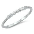 thumbnail image 1 of CHOOSE YOUR COLOR White CZ Stackable Wedding Ring .925 Sterling Silver Thin Band Female Size 7, 1 of 4