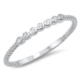thumbnail image 1 of CHOOSE YOUR COLOR White CZ Stackable Wedding Ring .925 Sterling Silver Thin Band Female Size 9, 1 of 4