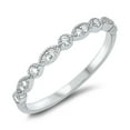 thumbnail image 1 of CHOOSE YOUR COLOR White CZ Studded Repeating Marquise Round Ring .925 Sterling Silver Band Female Size 6, 1 of 4