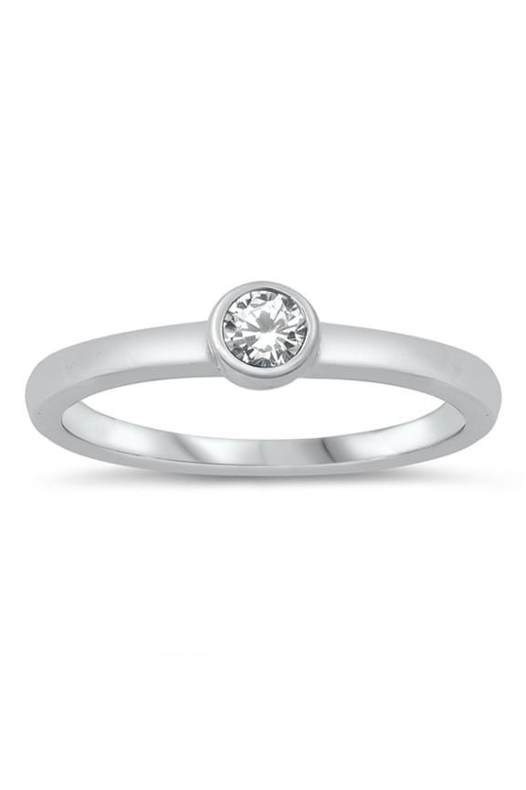 CHOOSE YOUR COLOR White CZ Traditional Circle Ring .925 Sterling Silver Band Female Size 2