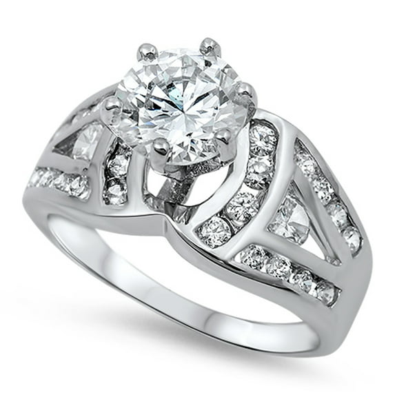 CHOOSE YOUR COLOR White CZ Wedding Bridal Engagement Ring Sterling Silver Band Female Size 9