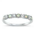 thumbnail image 1 of CHOOSE YOUR COLOR White CZ White Simulated Opal Ring .925 Sterling Silver Band Female Size 8, 1 of 4