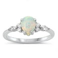 thumbnail image 1 of CHOOSE YOUR COLOR White CZ White Simulated Opal Ring .925 Sterling Silver Band Female Size 8, 1 of 4