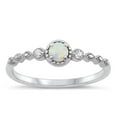 thumbnail image 1 of CHOOSE YOUR COLOR White CZ White Simulated Opal Ring .925 Sterling Silver Band Female Size 8, 1 of 4