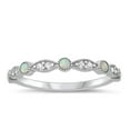 thumbnail image 1 of CHOOSE YOUR COLOR White CZ White Simulated Opal Ring .925 Sterling Silver Band Female Size 9, 1 of 4