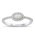 thumbnail image 1 of CHOOSE YOUR COLOR White CZ White Simulated Opal Ring .925 Sterling Silver Engagement Band Female Size 10, 1 of 4