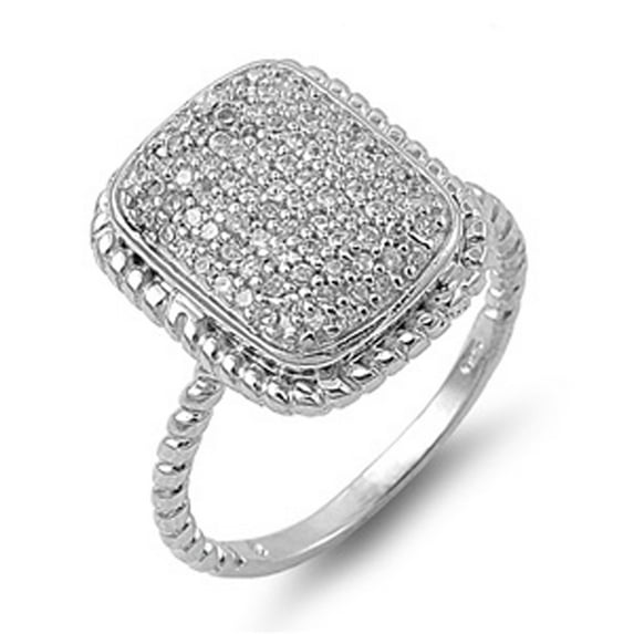 CHOOSE YOUR COLOR White CZ Wholesale Micro Pave Ring .925 Sterling Silver Rope Band Female Size 5