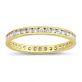 thumbnail image 1 of CHOOSE YOUR COLOR White CZ Yellow Gold-Tone Eternity Ring .925 Sterling Silver Band Female Size 9, 1 of 4