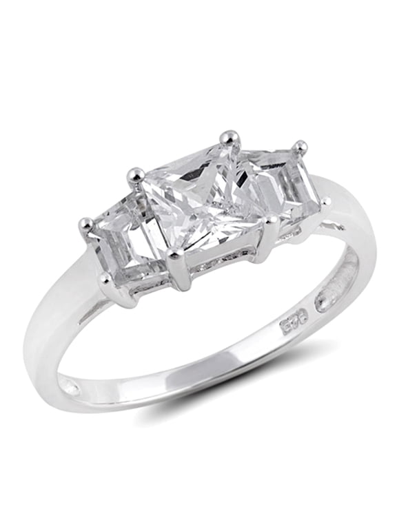 CHOOSE YOUR COLOR White Cubic Zirconia Bridal Ring .925 Sterling Silver Band Jewelry Female Size 9