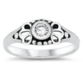 thumbnail image 1 of CHOOSE YOUR COLOR White Cubic Zirconia Elegant Ring .925 Sterling Silver Band Jewelry Female Size 4, 1 of 4