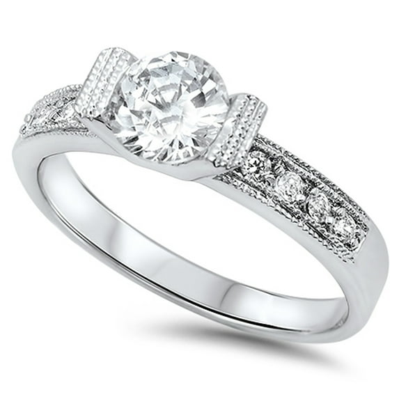 CHOOSE YOUR COLOR White Cubic Zirconia Elegant Ring .925 Sterling Silver Band Jewelry Female Size 9
